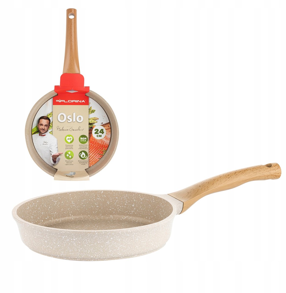 Florina Oslo Aluminium Pan 24cm - Beige Keramisch - Inductie & Gas