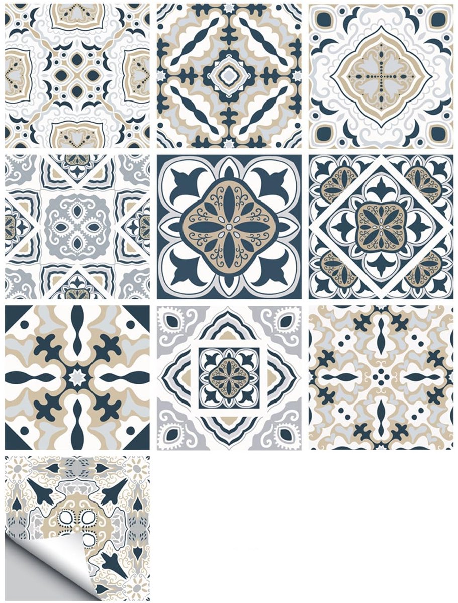 Dailygoods- Tegelstickers 20 Stuks - Zelfklevend - Vintage/Marokkaans - Waterdicht - Voor Keuken/Badkamer - 15x15 cm - Muursticker