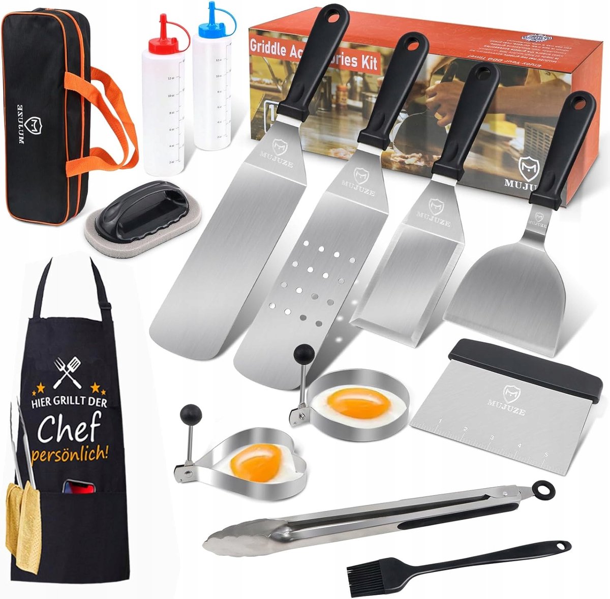 12-delige Grillaccessoires Set met Opbergtas - Roestvrij Staal