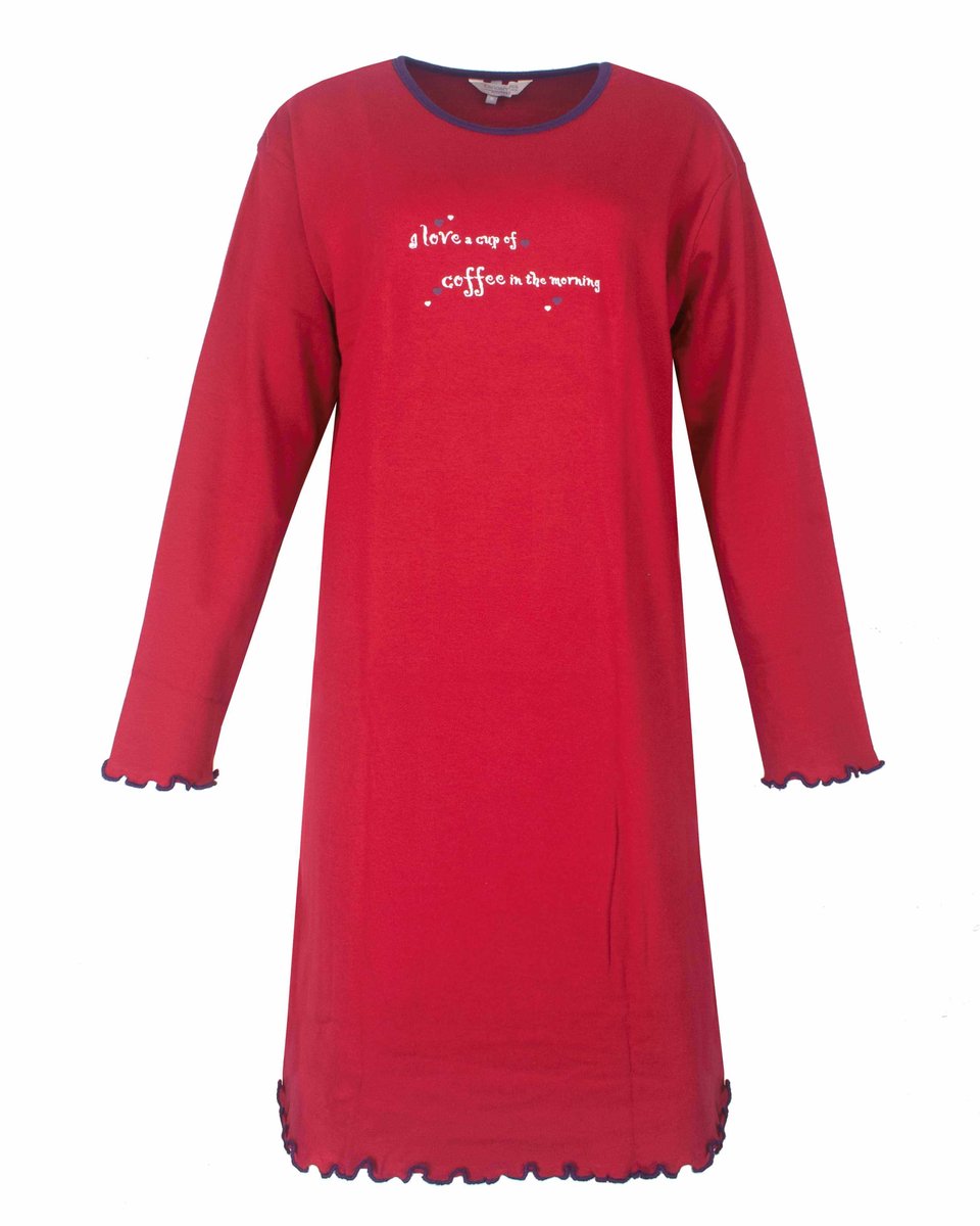 Tenderness Dames Nachthemd - Doorknoop - Rood - Maat S