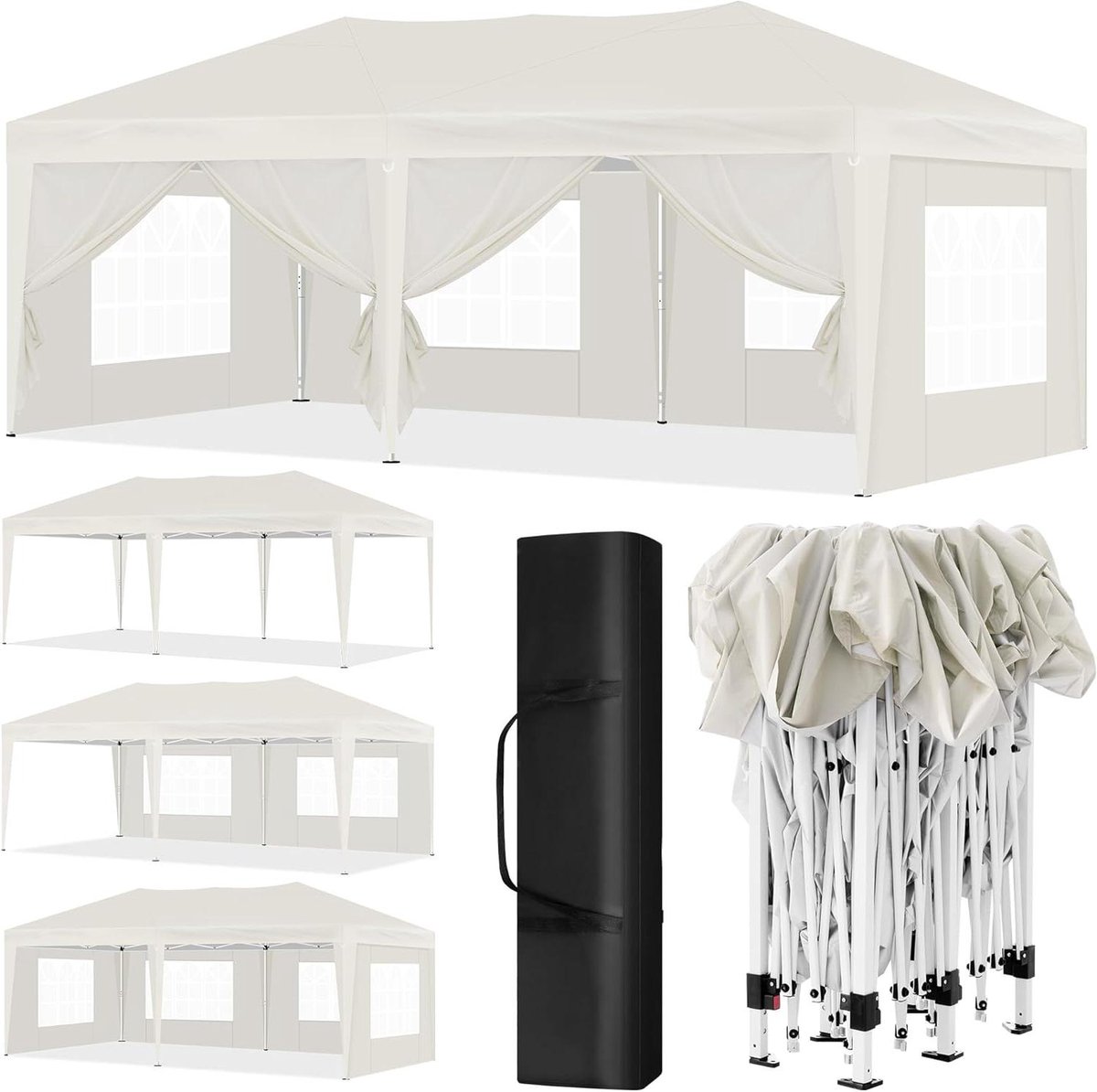 Pop-up Paviljoen - Vouwtent Tuin - Buitenfeesten Organiseren - Snelmontage Design - 3x6 Meter - Beige