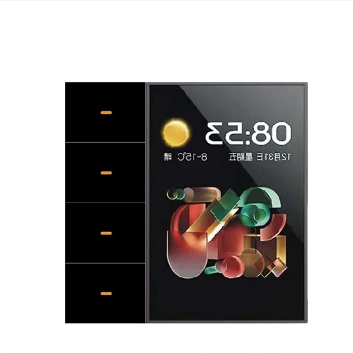 Slimme Muurschakelaar - Touch Screen Bediening - Home Automatisering - Radar Sensor - 3.5 Inch Display - Zwart