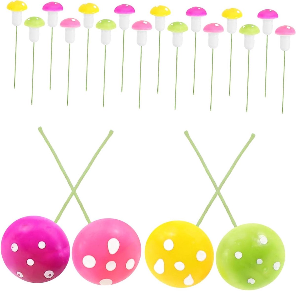Miniatuur Paddenstoelen - Tuindecoratie Figuurtjes - Mini Tuin Creëren - Verschillende Kleuren - 60 Stuks - Gemengd