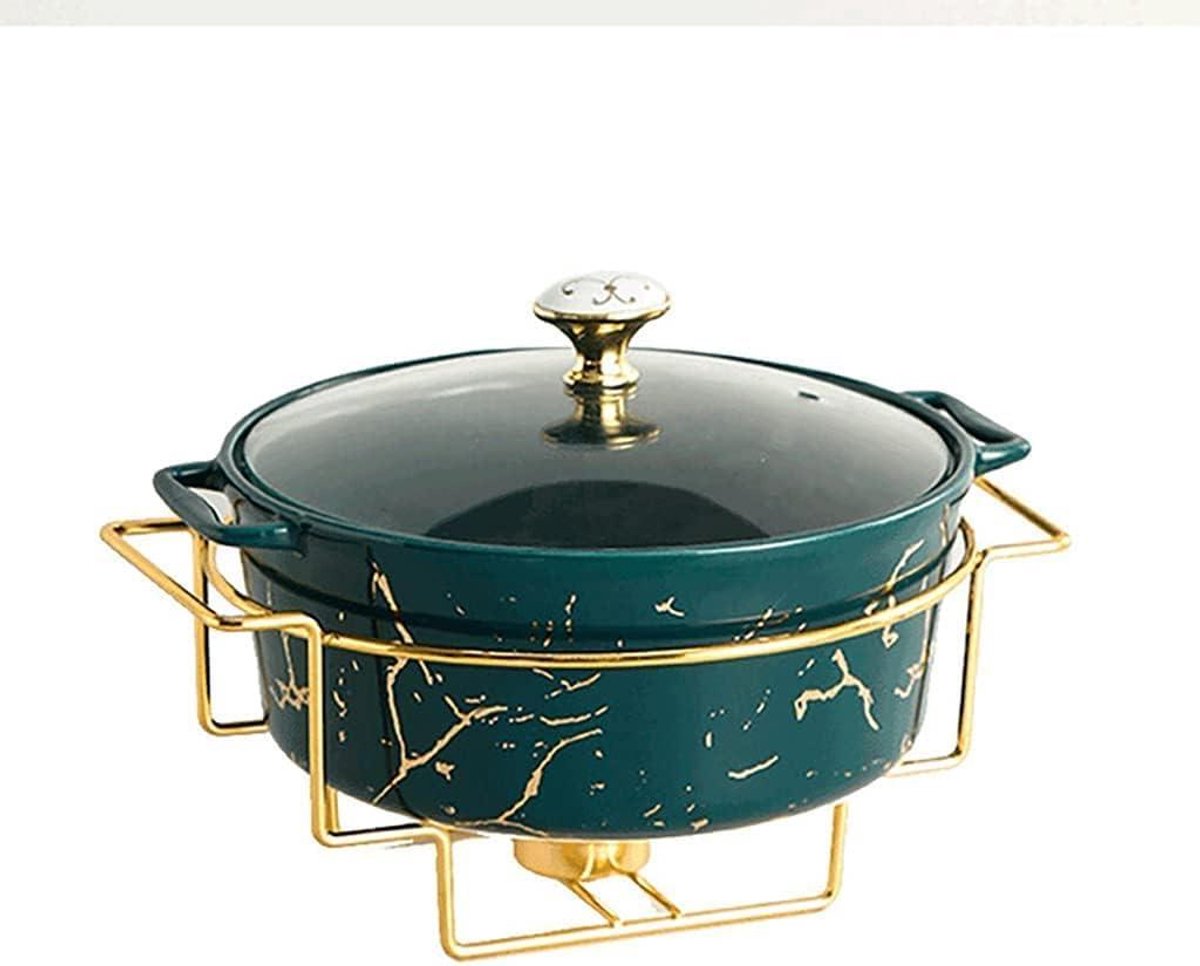 Keramische Voedselwarmer - Buffet Schotel - Feestelijk Serveren - Gelijkmatige Warmte - 2 Quart - Marmerlook