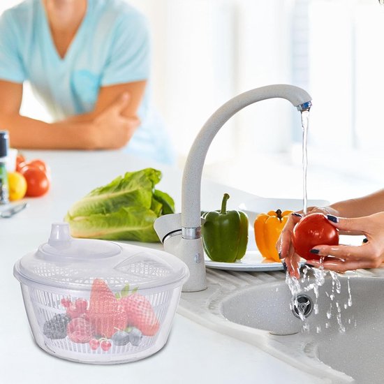 Slacentrifuge Groente Droger - Sla Wasser - Gezond Eten Bereiden - Praktische Afvoeropening - 228 cm Lengte - Wit — afbeelding 5