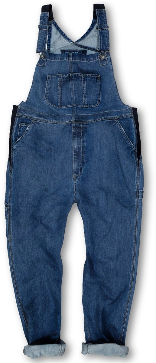 JP 1880 - Heren - Tuinbroek workwear jeans veel zakken elastische inzetstukken - Blauw denim - Maat 3XL