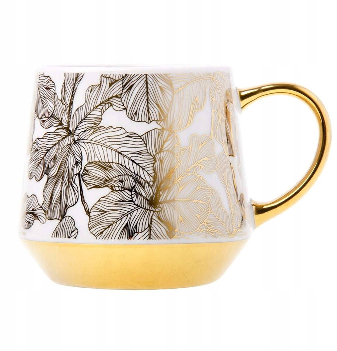 Luxe Porseleinen Mok met Gouden Bladeren - 460ml, Cadeau