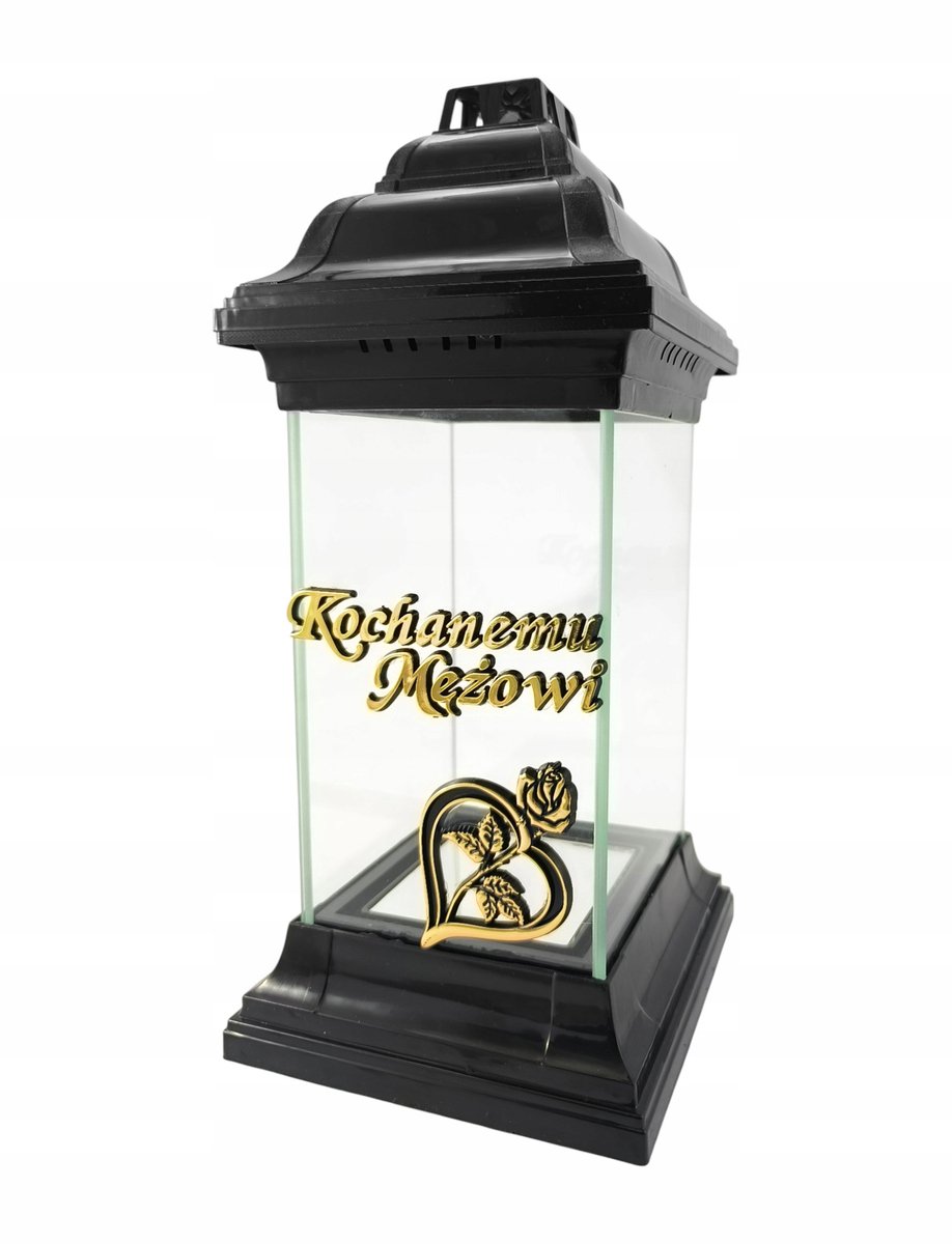Znicz Kapliczka Czarny Szklany Lampion Dla Męża - Solidny i Elegancki