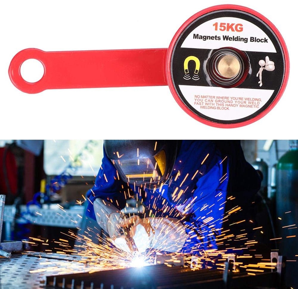 Dailygoods- Lasblok Vast Magnetisch - Magnetische Laszoeker - Magnetische Grounder - Gelegeerd Staal - Sterke Zuigmagneet - Duurzaam Materiaal