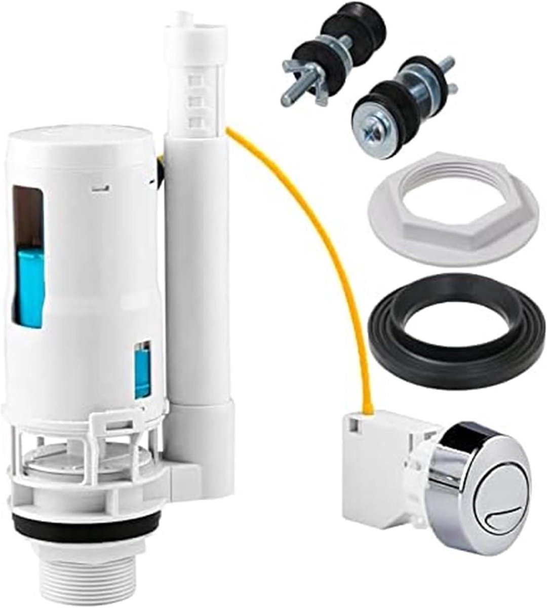 Toiletspoelklep - Dubbele spoel - Badkamer reparatie - Verstelbare overloop - 300 mm kabel - Wit