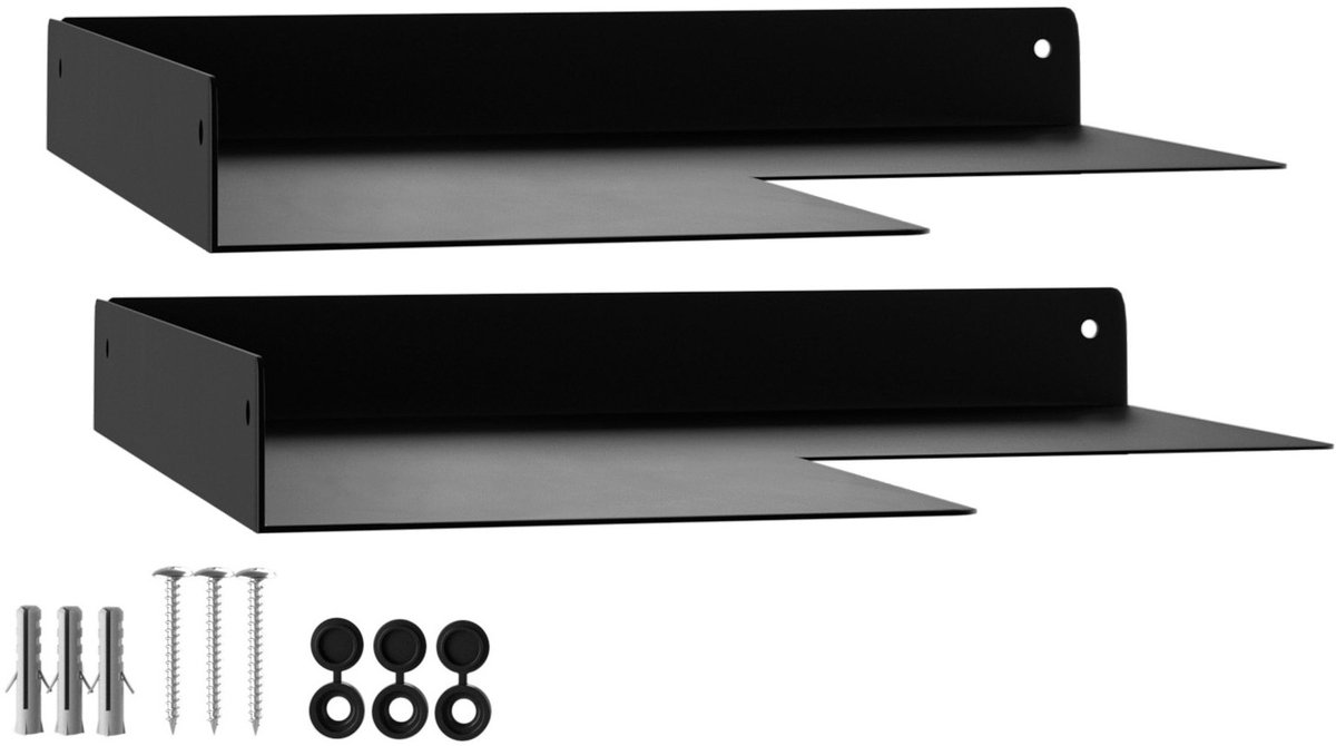 Sotech 2 stuks Hoekwandplank HOVER-XII 250x250x30mm zwart