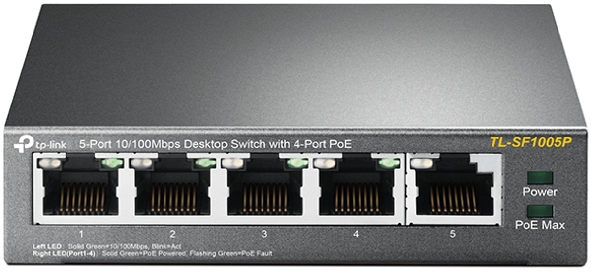 TP-Link TL-SF1005P netwerk-switch Unmanaged Fast Ethernet (10/100) Power over Ethernet (PoE) Zwart