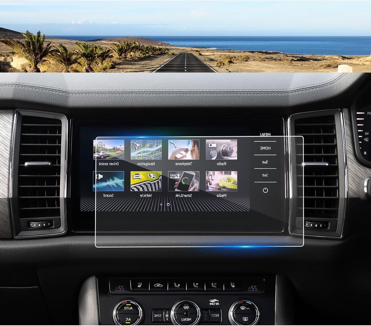 Navigatiescherm Beschermfolie voor Skoda Kodiaq en Karoq, 9H Gehard Glas, GPS Scherm Bescherming (23 cm)
