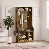 Bealife FS29 Halmeubel - Garderobekast met Kapstok en Schoenenkast - 1 zitbank, 4 haken en 9 opbergruimtes –183×90×30cm– Naturel