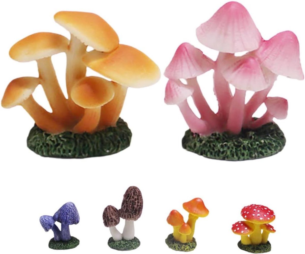 Tuin Paddestoel Decor - Miniatuur Beeldjes - Feeëntuin Aankleden - Realistische Vormen - 6 stuks - Diverse kleuren
