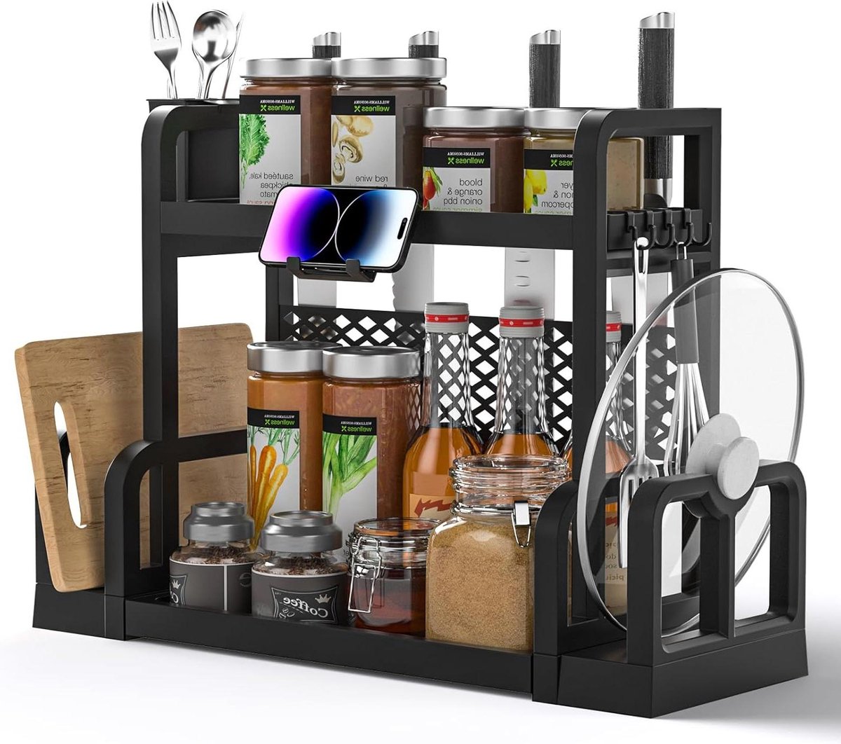 Gootsteen Organizer - Keuken Organizer - Keuken Opbergen - Met Haken Cups - 41x20x40 cm - Wit
