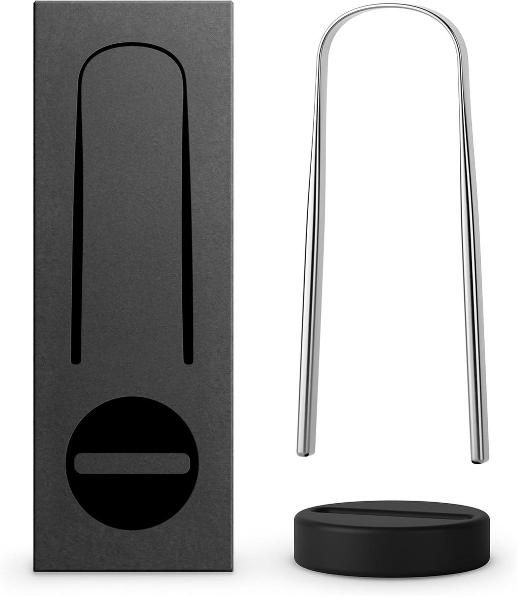 Tongschraper met Houder - Tongreiniger - Frissere Adem - Roestvrij Staal - 126 cm - Zilver