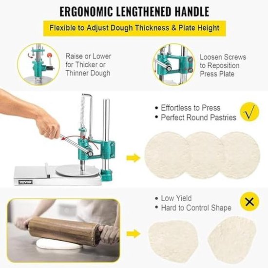 Deegroller Persmachine - Pastamachine Deegvel - Bakken en Pizza Maken - Roestvrij Staal - 20 cm - Zilver van Merkloos — afbeelding 5