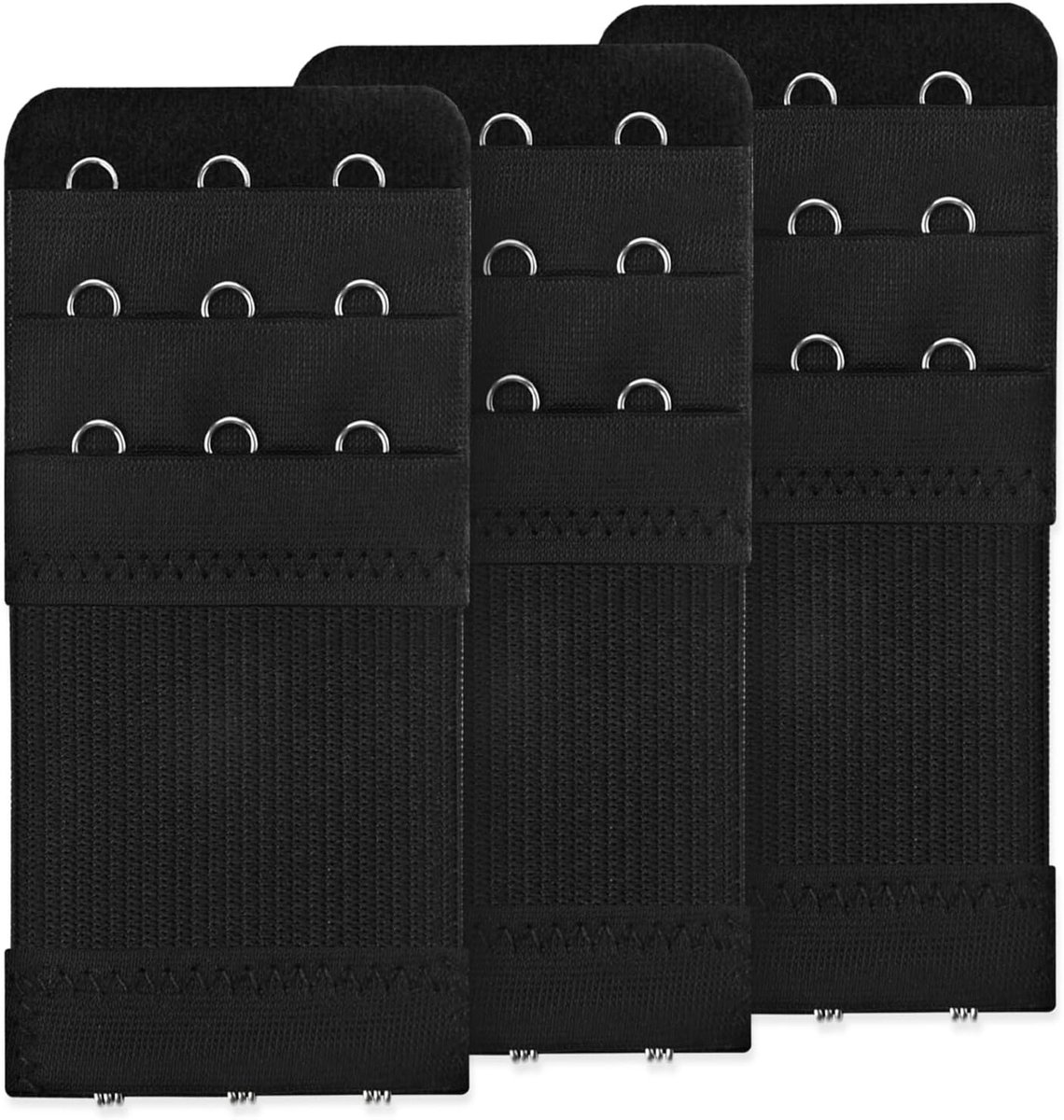 3 Pack Bh Haakverlengers met 3 Haken, 3 Rijen, Zacht Rekbaar en Comfortabel, Ideaal voor Damesbh's en Verlenging