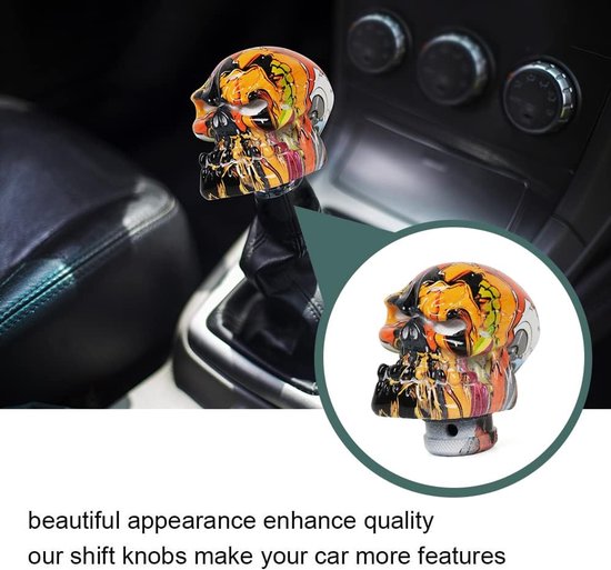 Versnellingspook Schedel - Schakelknop Auto - Interieur Tuning - Uniek Ontwerp - Universeel - Oranje — afbeelding 3