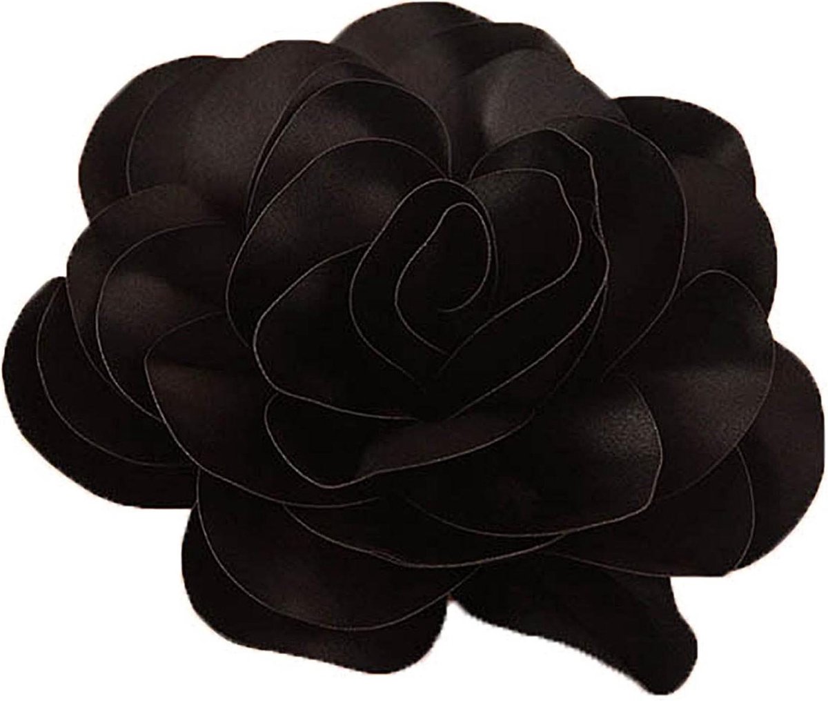 Stoffen Bloem Speld - Grote Corsage - Feestelijke Outfit - Handgemaakt Design - 20x20 cm - Zwart