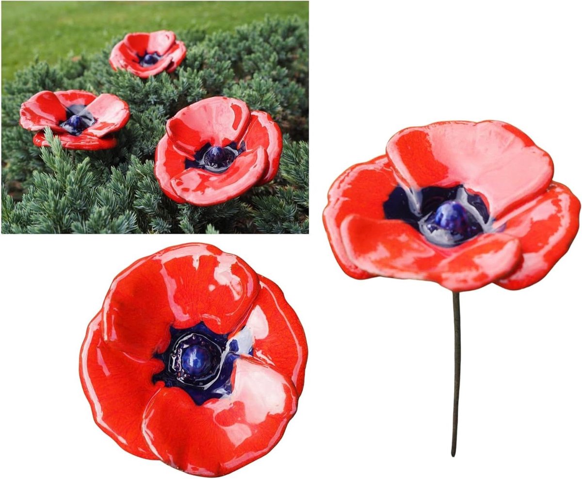 Tuinsteker Keramiek - Tuindecoratie Buiten - Tuin Verfraaien - Handgemaakt Uniek - 45 cm Hoog - Rood