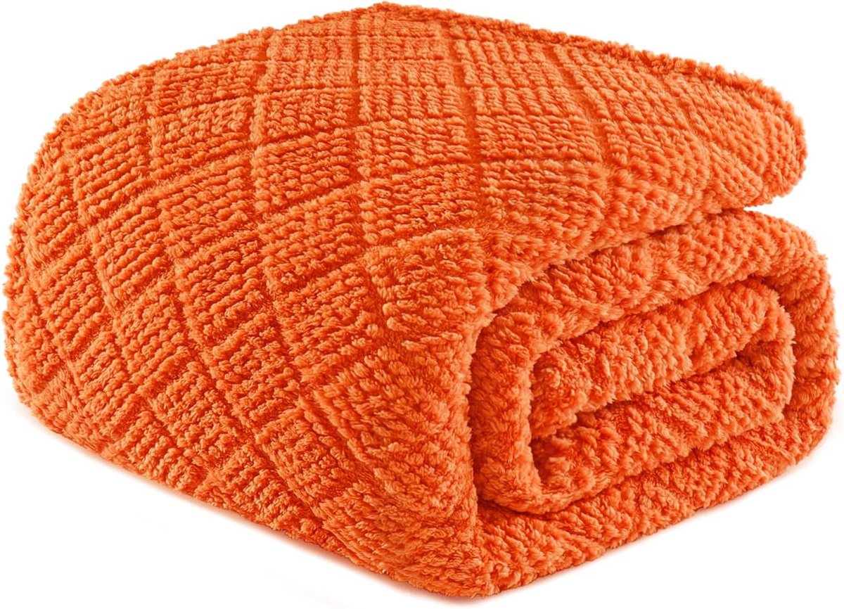 Microvezel Fleecedeken - Bankovertrek - Meubelbescherming - Zacht en Huidvriendelijk - 230x270 cm - Oranje