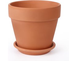 INGOFIN 30,5 cm terracotta pot met schotel - keramische kleipot voor planten met drainagegat, grote terracotta bloemplanter met dienblad voor binnen en buitenplanten