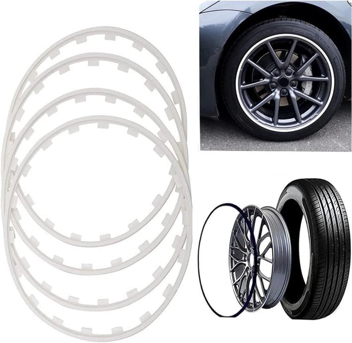 Velgbeschermers Set - Randbeschermers Wielen - Bescherming Velgen - Duurzaam Nylon Materiaal - 16-20 Inch - Wit