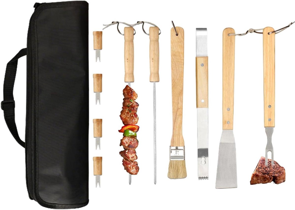 Barbecue Gereedschap Voor Buiten, 10-delige Barbecue Camping Kookgerei Set | Roestvrijstal