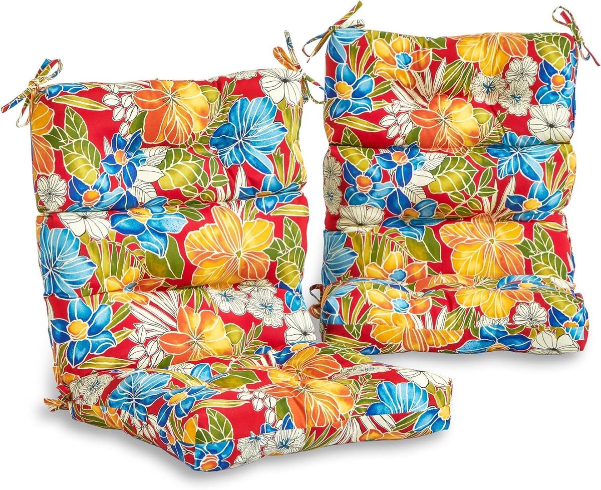 Stoelkussens Set - Buiten Kussens - Tuin Meubilair - Gerecyclede Vulling - Set van 2 - Aloha Crimson