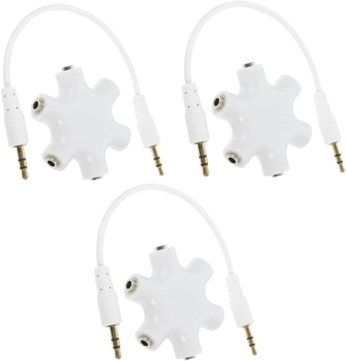Audio Splitter - Koptelefoon Adapter - Geluid Delen - Vijf Uitgangen - 3 Stuks - Blauw