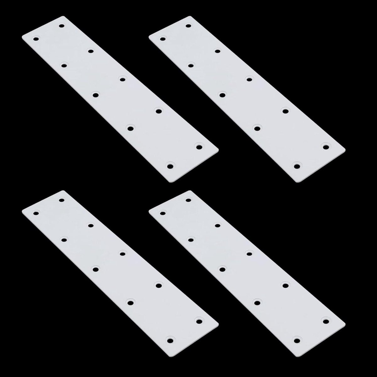 Platte Rechte Beugels - Verbindingsplaten Plankhouders - Meubels Versterken - Roestvrij Staal - 225 x 50 mm - Wit