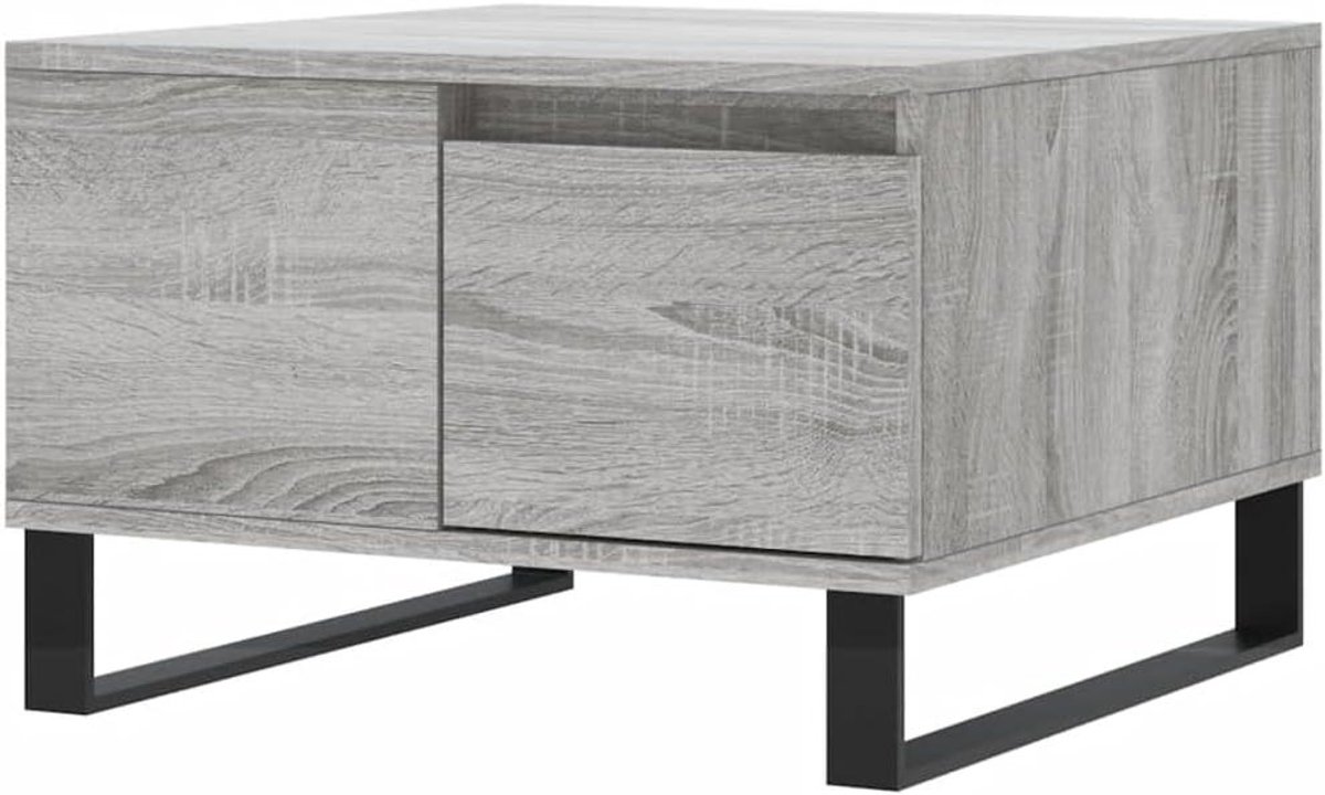 Salontafel - Bijzettafel Koffietafel - Woonkamer Inrichten - Met Lade - 55x55x365 cm - Grijs Sonoma Eikenkleurig