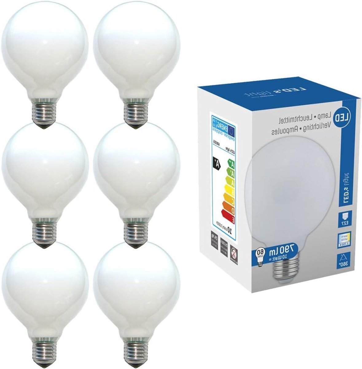 Led Gloeilamp - Bolvormig Licht - Sfeerverlichting Creëren - Dimbaar Licht - 6 Stuks - Mat Opaal
