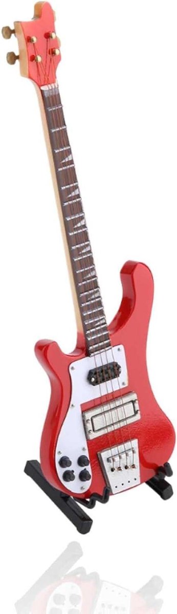 Miniatuur Bas Model - Replica Instrument - Decoratie en Cadeau - Gedetailleerd Vakmanschap - 20 cm Lengte - Rood