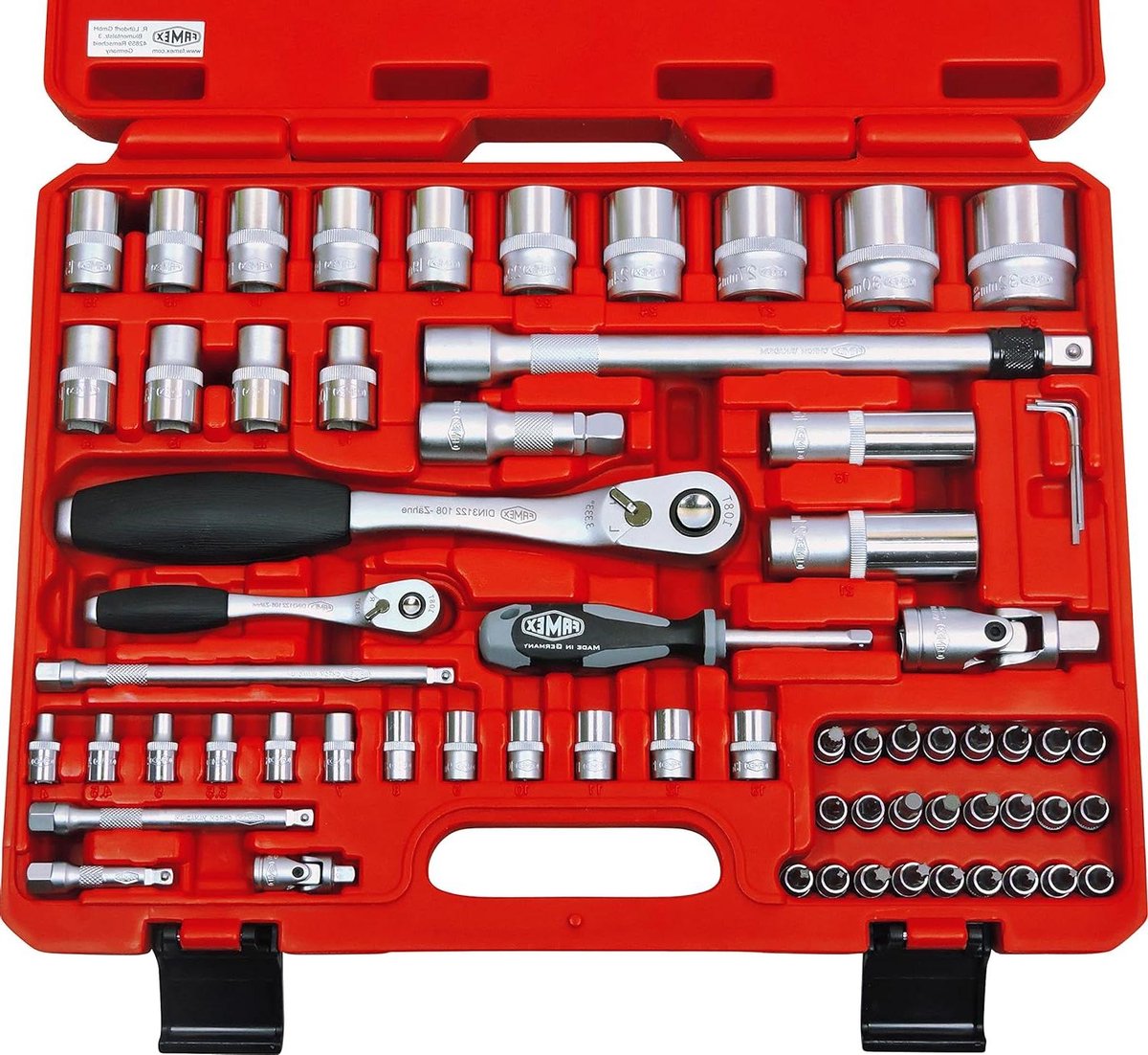 Dopsleutelset - Gereedschapset - Reparaties Uitvoeren - 108 Tanden Ratel - 108 Delig - Rood