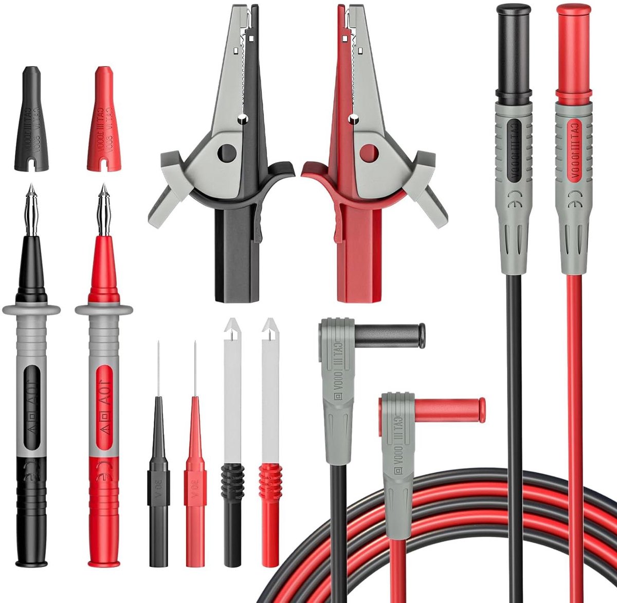 Testkabels Kit - Meetleidingen Sondes - Elektrisch Testen - Zuiver Koper PVC - 10 Stuks - Zwart