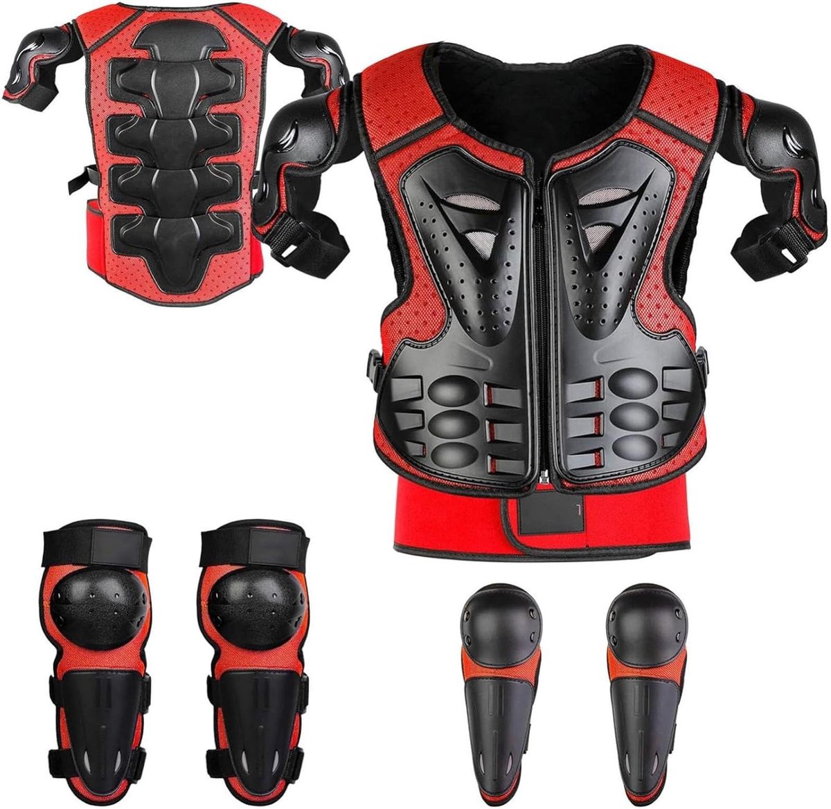 Kinder Beschermingsset - Motorcross Pantser - Sport Veiligheid - Volledige Lichaamsdekking - Verstelbaar - Rood