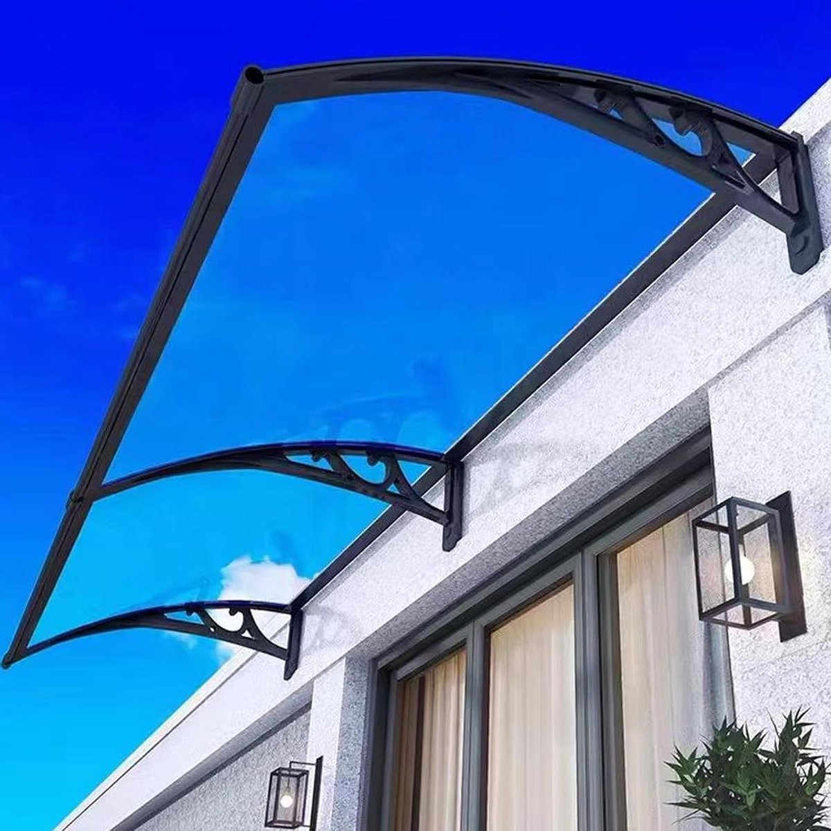 Deurluifel - Voordeur Afdak - Bescherming tegen weer - Sterk polycarbonaat - 100x200cm - Zwart
