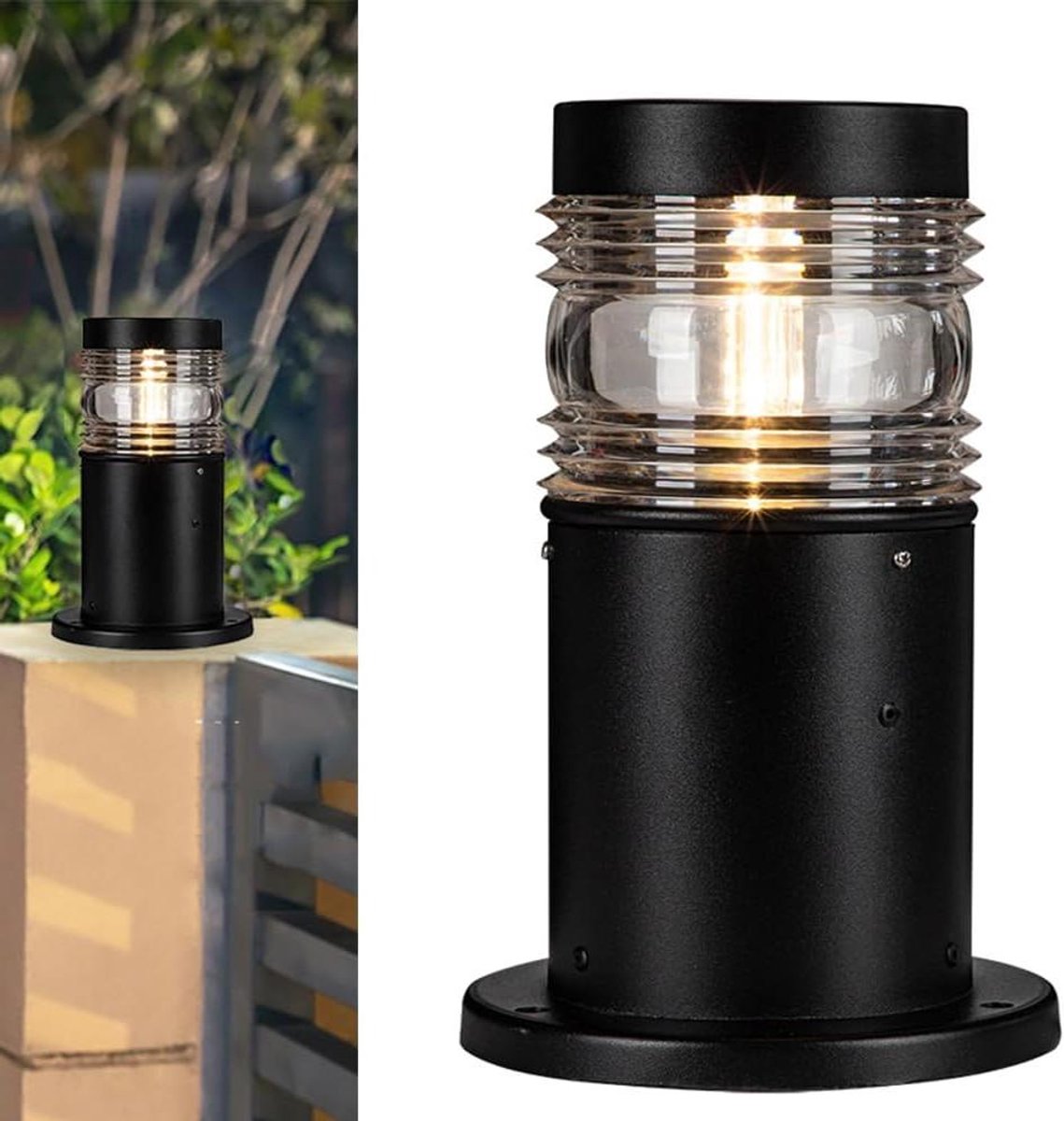 Buitenlantaarn - Tuinlamp - Terras Verlichten - Spatwaterdicht IP44 - 30 cm Hoog - Antraciet