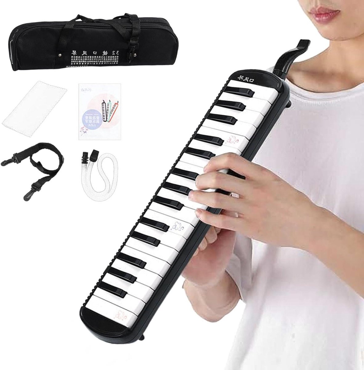 Melodica Instrument voor kinderen, Melodica 32 toetsen, Melodica Instrument Air pianotoetsenbord, 32 toetsen, harmonisch instrument met draagtas, voor beginners en professionals