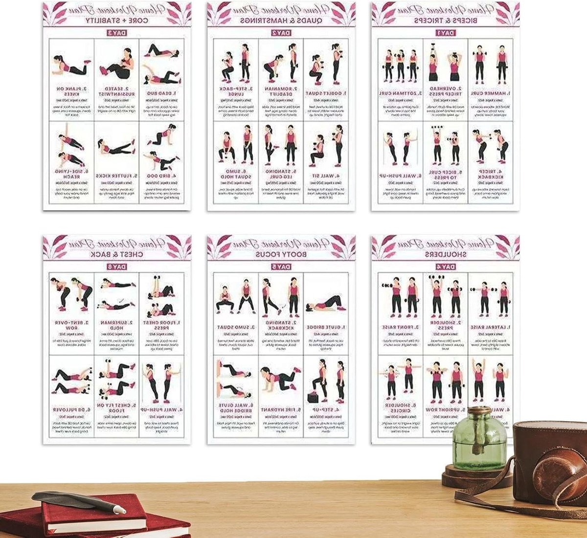 Workout Poster - Oefen Poster - Thuis Trainen - Gedetailleerde Spiergroepen - 25.4 x 20.3 cm - 002