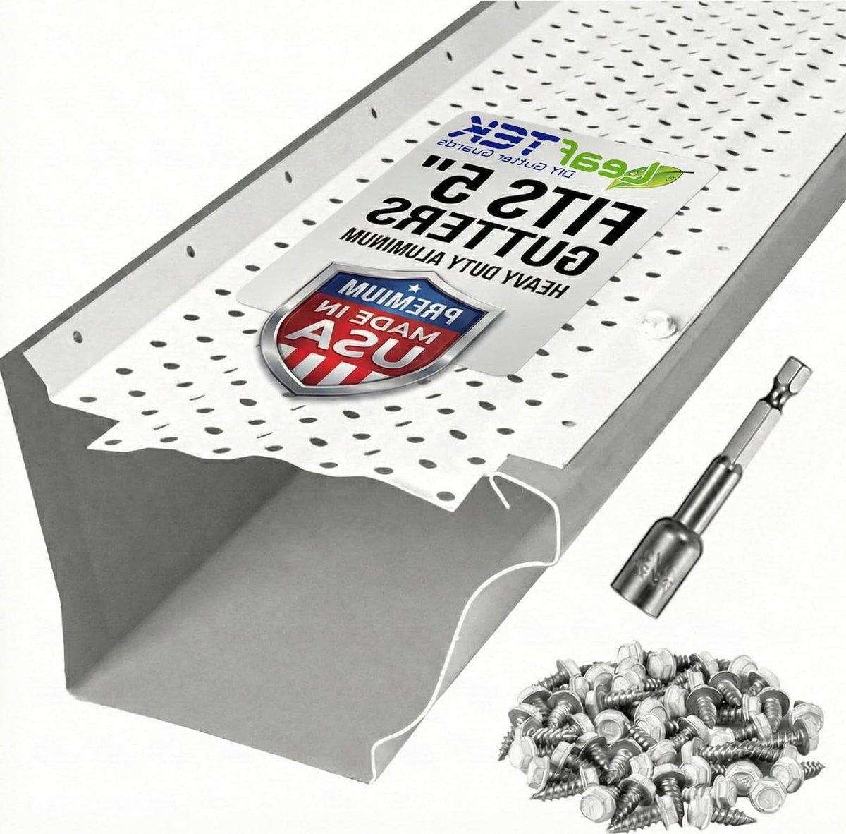 Bladbeschermers - Gootbescherming - Dakgoot Onderhoud - Aluminium Contractor Grade - 5 inch x 32 voet - Wit