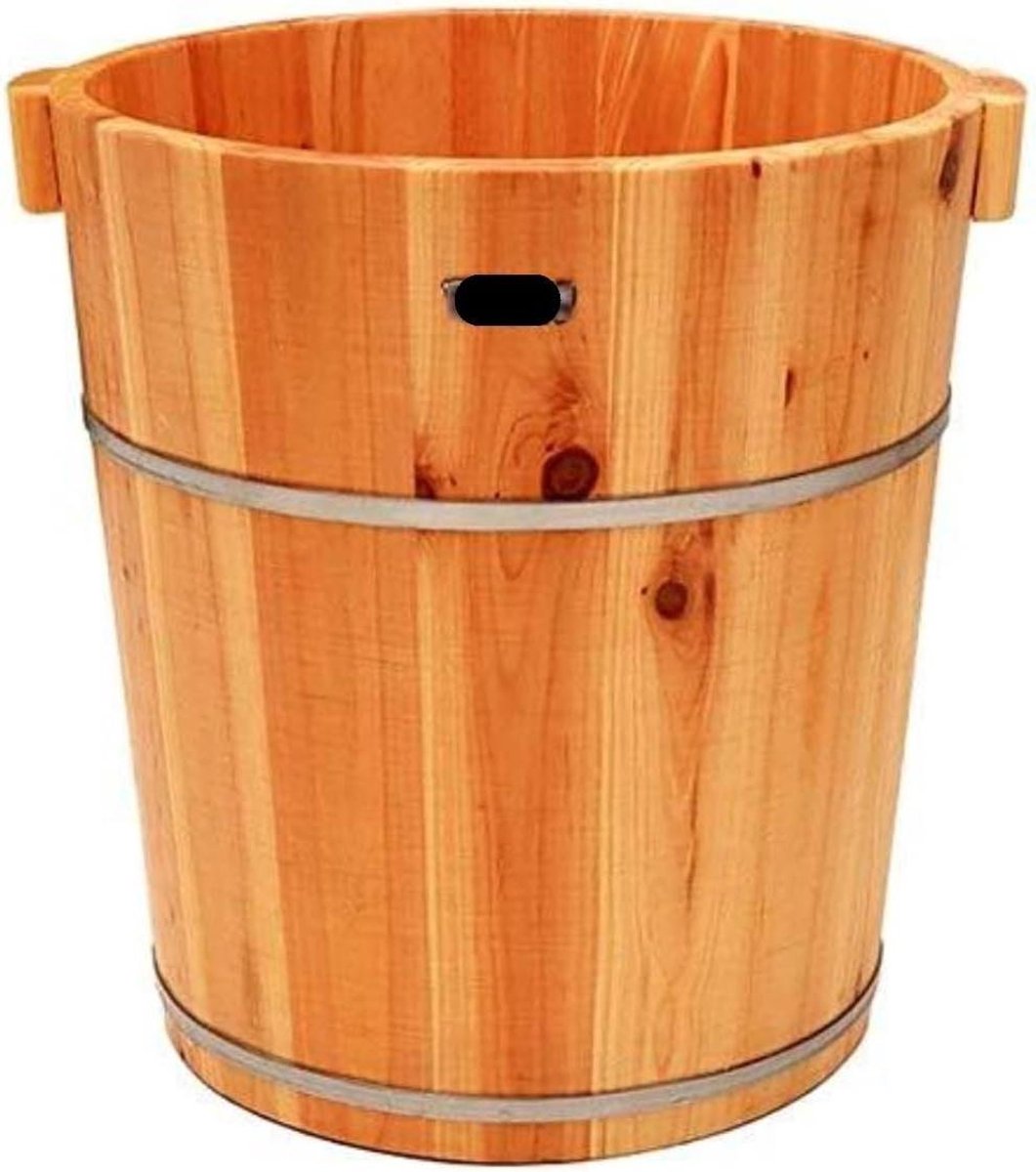 Voetbad Houten Vat - Voetenbad Kuip - Voeten Ontspannen - Natuurlijk Cederhout - 40x36x30cm - Houtkleur