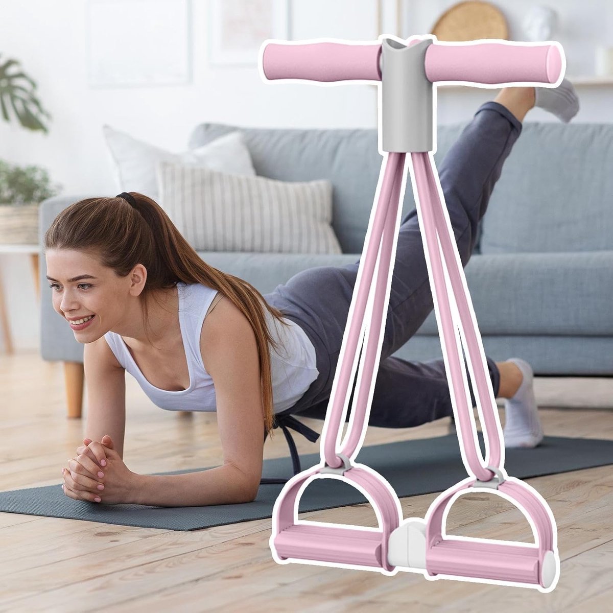 Pedaal Trekker - Fitness Banden - Buikspieren Trainen - Antislip Ontwerp - 350 g - Roze