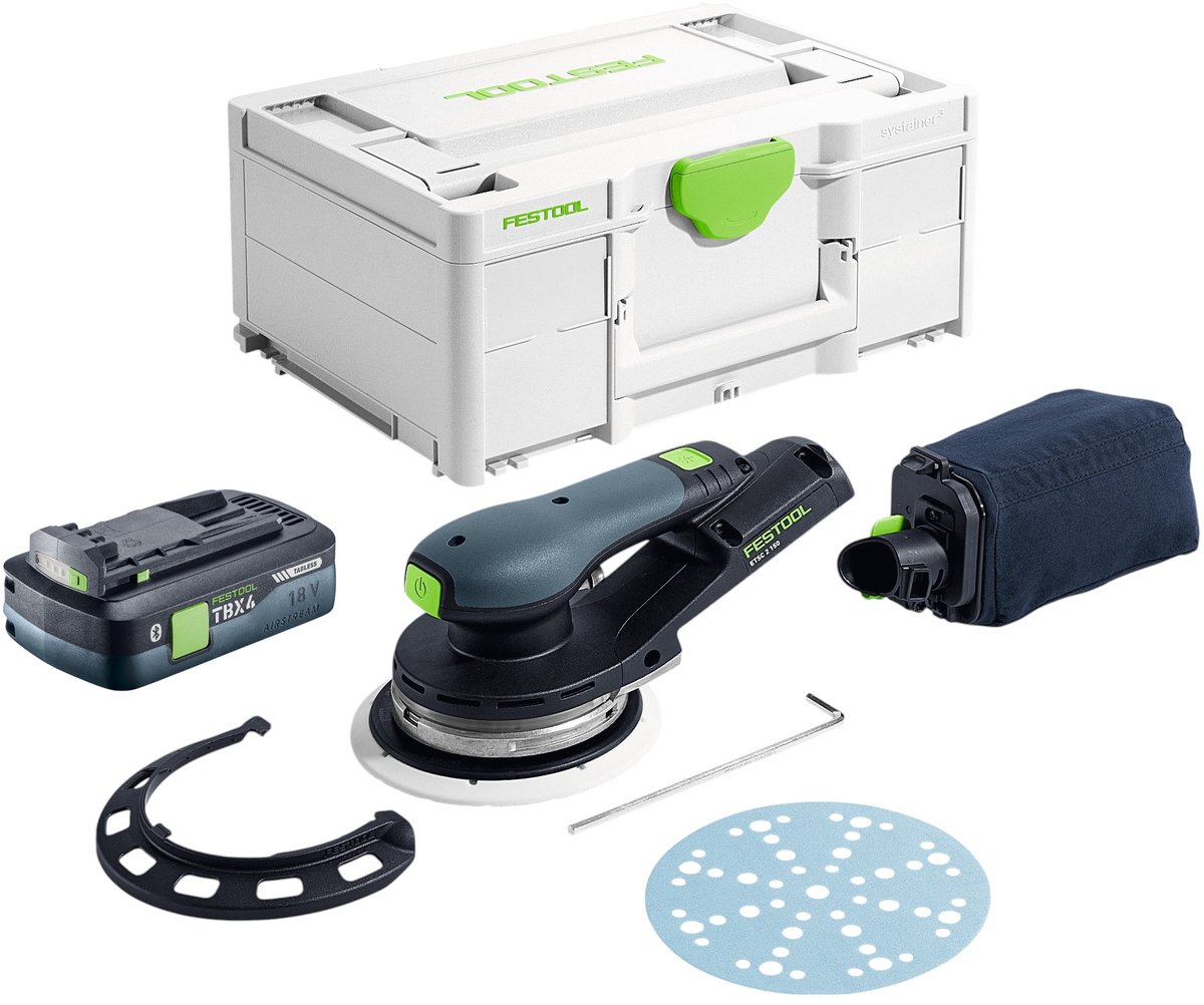 Festool ETSC 2 150-Basic accu-excentrische schuurmachine 18 V 150 mm borstelloos + 1x accu 4,0 Ah + Systainer - zonder oplader