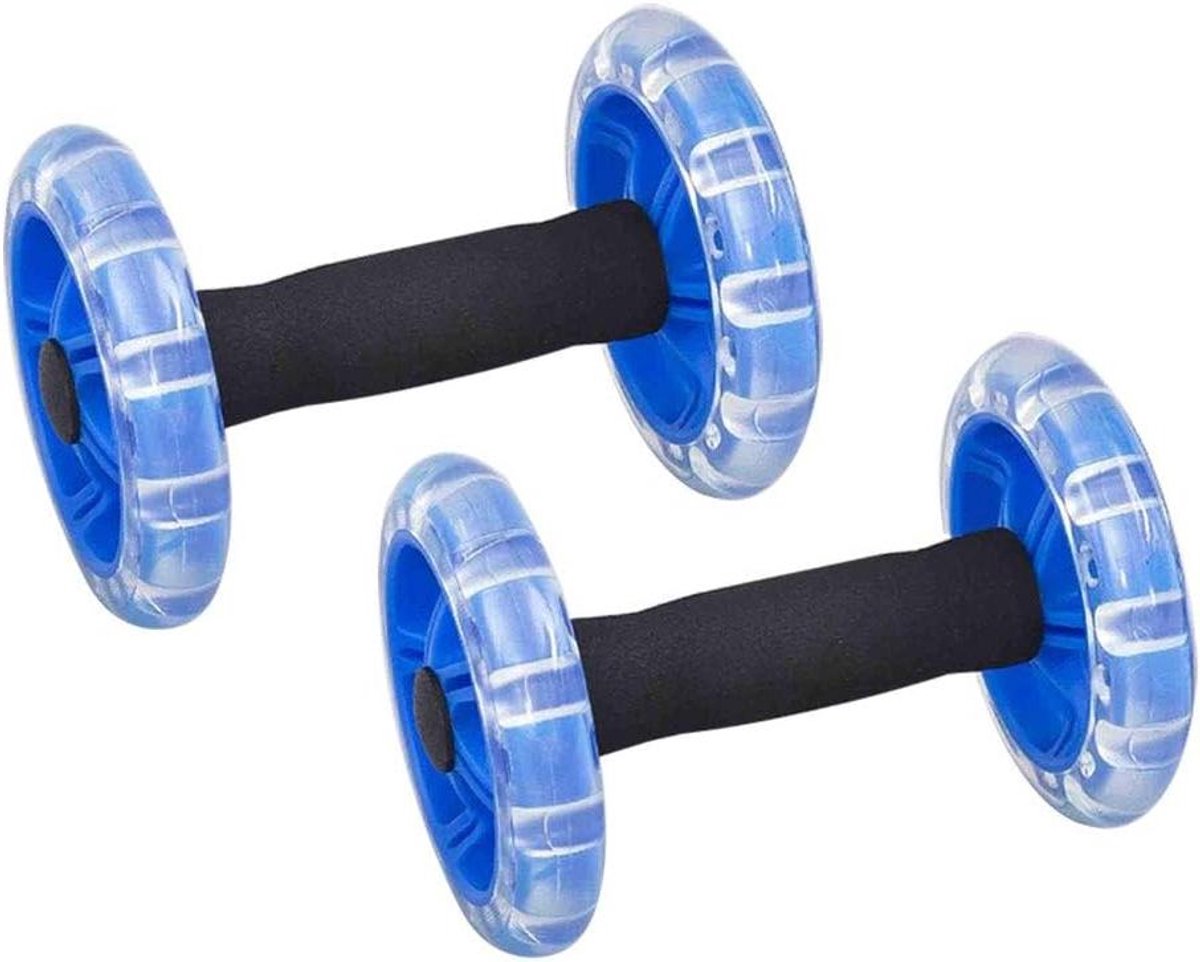 Buikwiel Set - Buikspierroller - Core Training - Dubbele Wielen - 2 Stuks - Blauw
