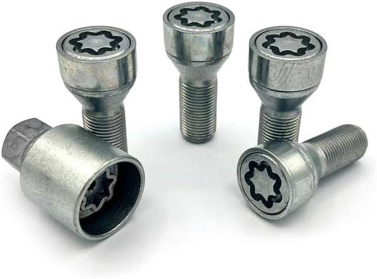 Velgenslot Set - Wielsloten Bouten - Voorkom Diefstal - Specifiek Ontwerp - 4 Stuks - Zilver Grijs