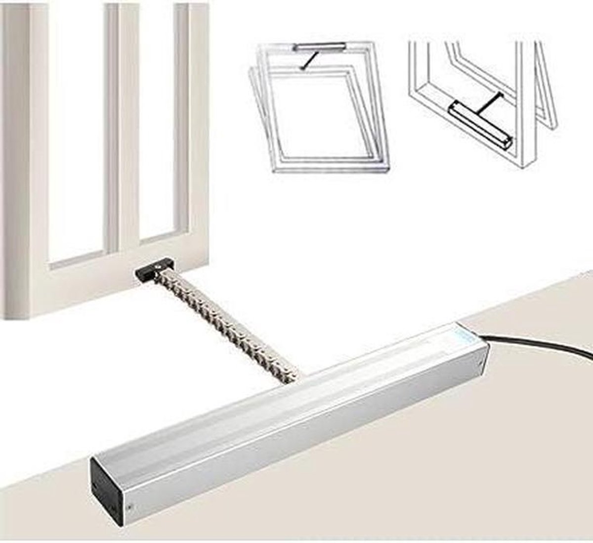 Elektrische raamopener - Automatische opener - Dakraam openen - Afstandsbediening - DC24V - Zilver